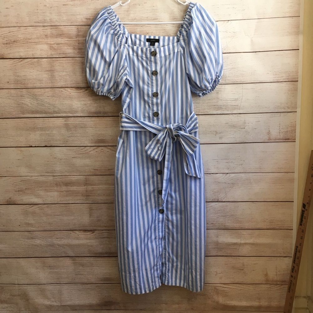 J CREW‎ COTTAGE BLUE AND WHITE STRIPED DRESS